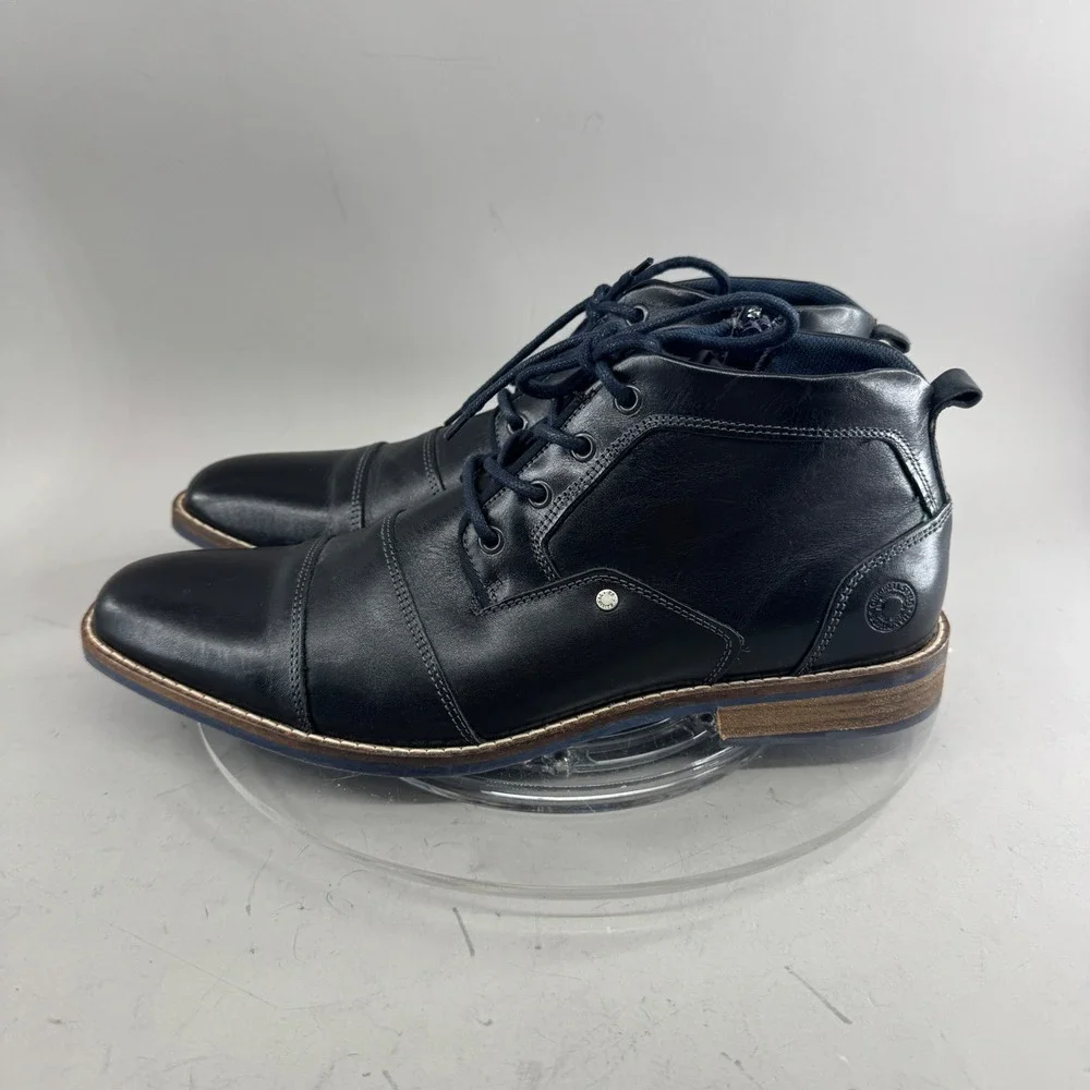 Steve Madden Mens Kramerr Leather Cap Toe Side Zip Chukka Boots Black Size 12